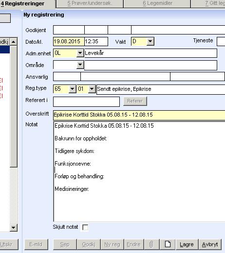 Trykk på E-meld g velg «Send kpi» Meldingsbksen kmmer frem, velg aktuell lege (alle