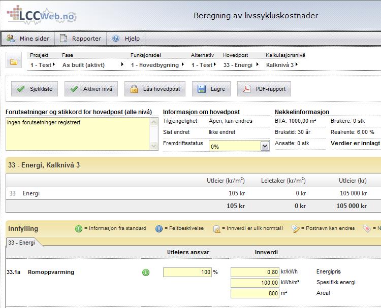 Rådgiver/ entreprenør Kristiansand Eiendom Veileder for beregning av LCC Forkortelse i tabell PKE PGL E FKE Forklaring Prosjektleder Kristiansand Eiendom Prosjekteringsgruppeleder Entreprenør