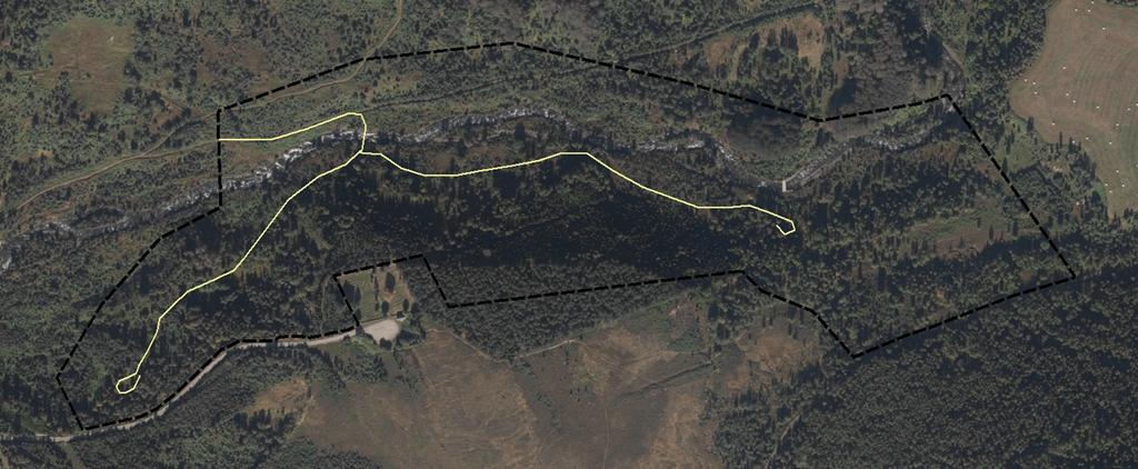 Planområdet Den planlagte lysløypetraseen kobles på nåværende lysløype før den krysser Olderdalselva.