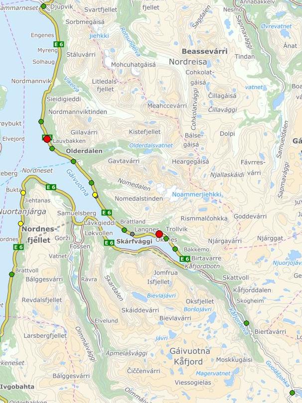 Tegnforklaring: I tillegg er det 2 ulykker