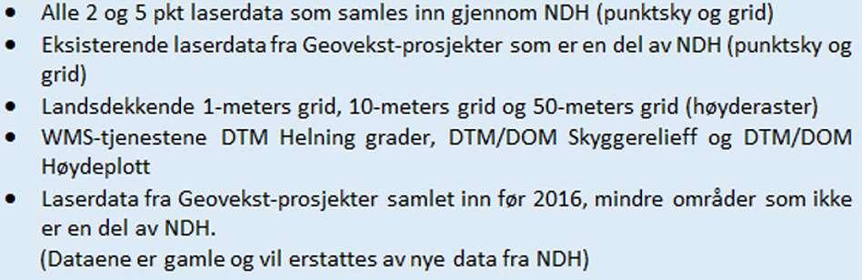 no/laserinnsyn/ Data IKKE frigitt: *Høydekurver (er