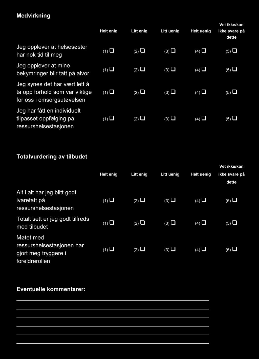 Dette blir anonymt og også hvilken helsestasjon du tilhører vil holdes hemmelig, så du kan føle deg fri til å fortelle hva du vil.