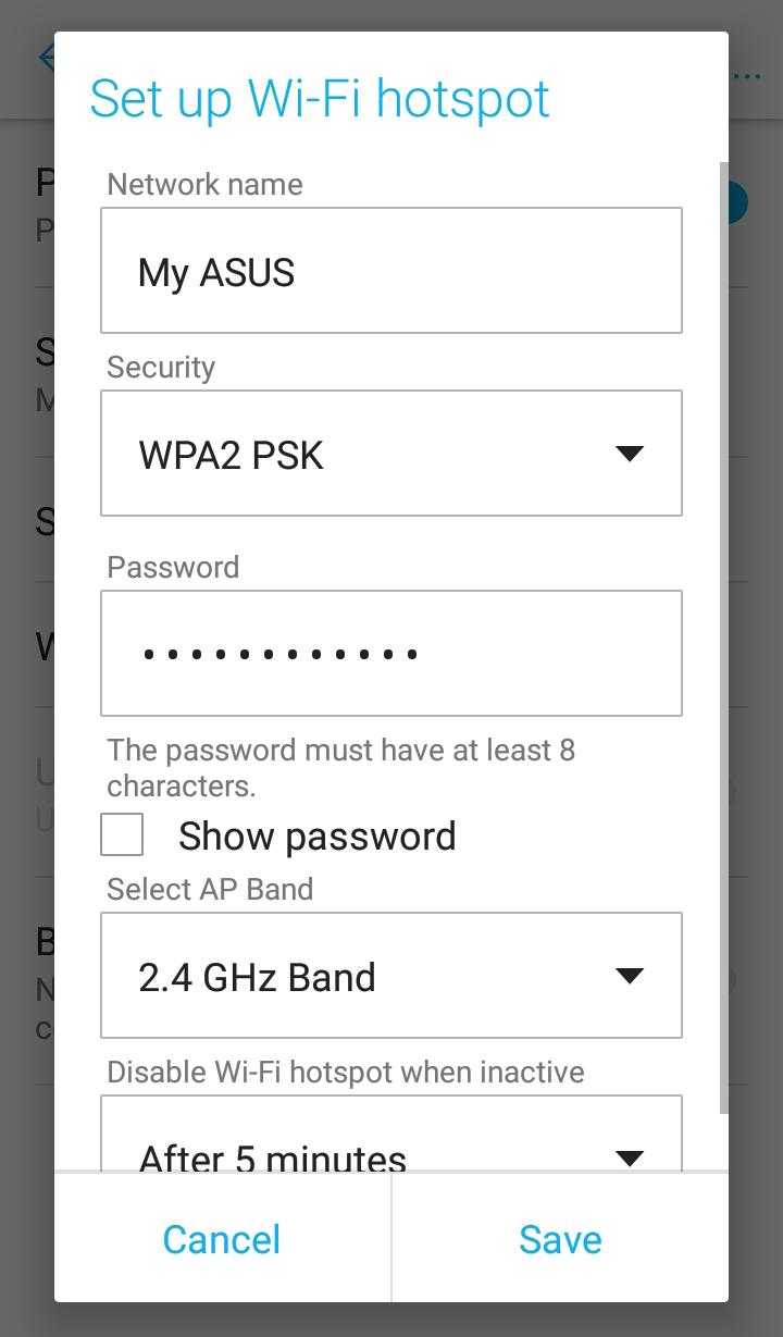 Internettdeling Når en Wi-Fi-tjeneste ikke er tilgjengelig, kan du bruke ASUS-nettbrettet som et modem eller gjøre det om til et Wi-Fi-tilgangspunkt for å få tilgang til Internett fra bærbare