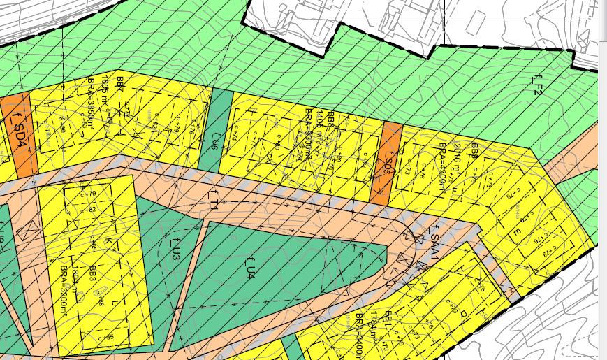 Disse leilighetene ligger i felt BB3, BB7, BB8 og BB9. Se fig. 2. Fig.2. Utsnitt av plankart av den gjeldende reguleringsplanen, plan 1768.