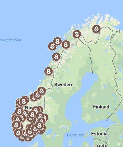 Referanseanlegg for bransjeoversikten Utvalg basert på Geografisk spredning, Type anlegg