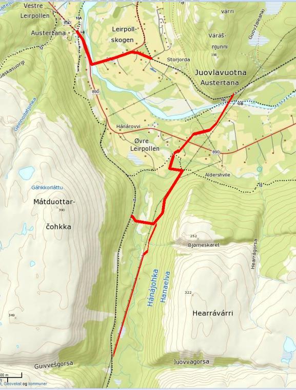 Det er innhentet informasjon fra nordatlas og naturbase vedrørende omlegging av løypen ved Geiadnojohka, jf.naturmangfoldsloven 8.