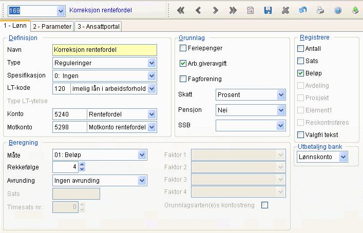 4. Ekstrakjøring Beløpet som skal korrigeres må beregnes manuelt. 2. Velg oppgaven Periodens lønn Registrere pr.