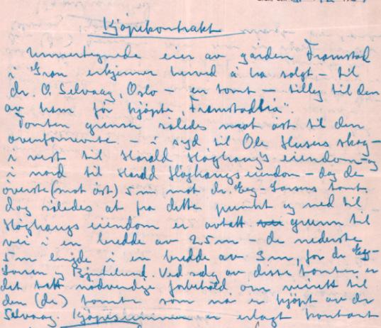 Høghaug Dokumentasjon 2 Kjøpekontrakter på hovedtomt og to tilleggstomter fra 1954, 1954 og 1967.