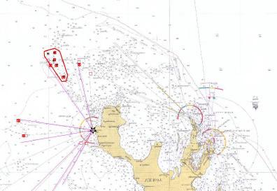 15/06 747 Kart (Charts): 70, 71 849. * Lofoten. Værøy SW. Grunner. (Depths).