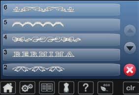 Kombinasjonsmodus Tømme mønstervisningsfelt Slette søm etter søm Trykk på «Slette»-ikonet Sømmen ovenfor cursoren slettes Trykk «Slette»-ikonet helt til mønstervisningsfeltet er tomt Slette