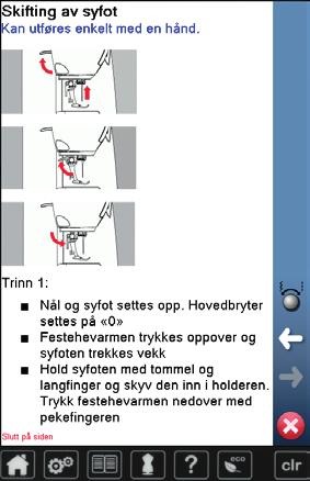 Bruksanvisning Informasjon om ønsket tema vises Rull videre med knappene eller med fingeren Trykk «videre» Neste side