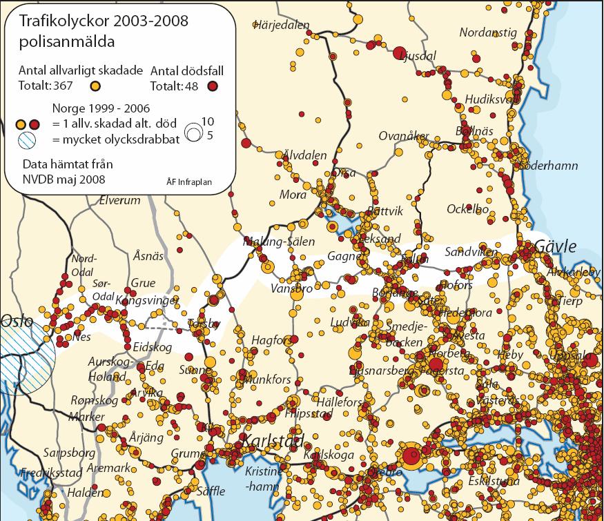 nasjonalt an til å bli en nedgang i antall skadde/drepte i 2008 ift. fjoråret, og en moderat økning i Glåmdalsregionen.