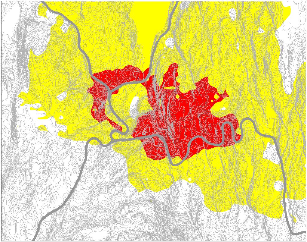 12 (14) STØYUTREDNING Figur 5. Støysonekart og fasadenivåer L e for drift mandag-fredag. Grenseverdier iht. T- 1442/forurensningsforskriften: Gul sone L den 45 db og rød sone L e 55 db.