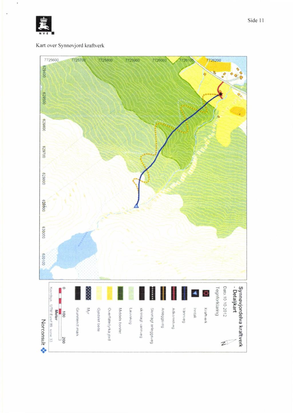 over Kart ' 629400 629500 62960C 629700 629800 3000C 63GIOG Synnøvjord kraftverk Norconsulr