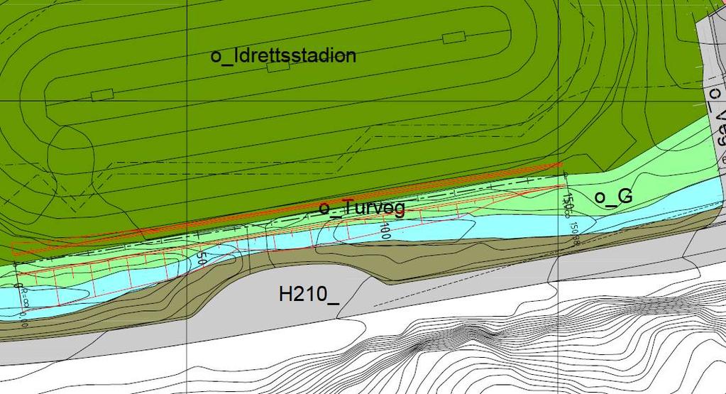 1.4 Alternativ 4 mellom Fosenhallen og fv 710 mot vest hvit Figur 8 Tverrprofil med vegbredde 6m