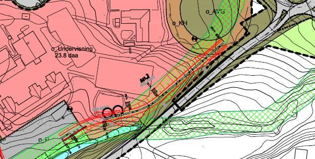 1.5 Alternativ 5 Langs elva mot øst til kollektivholdeplassen svart Denne traséen går fra p-plassen mot øst langs elva opp