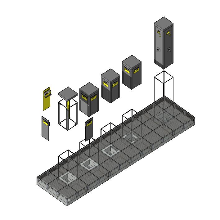 Konstruksjon Platestål med utfrest påskrift Stålbjelker festes til betongfundamenter (punkter).