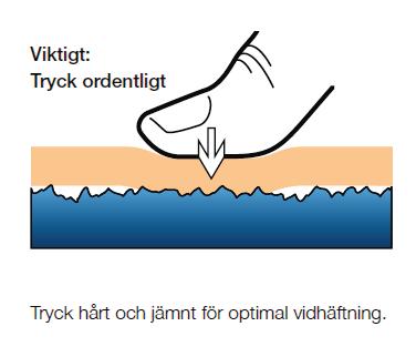 Applisering av forseglingstape Rent underlag bra feste Skittent underlag dårlig feste Støv Olje Fett Fukt 1. Sikre at overflaten er ren og tørr innen applisering.