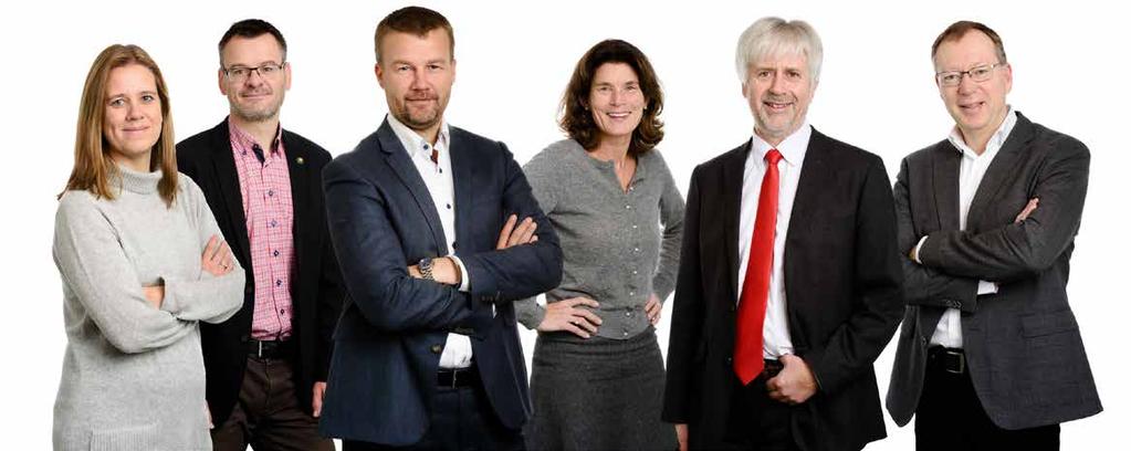 STYRET I LANDKREDITT FORVALTNING Fra venstre: Ingunn Granaasen, Emil Inversini, Ole Laurits Lønnum (styreleder), Brita C. Knutson (administrerende direktør), Bjørn Simonsen, og Jon Martin Østby.