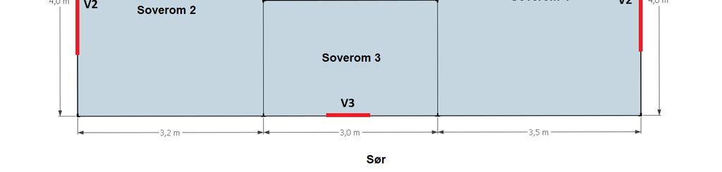 Beskrivelse av veggkonstruksjon er derfor basert på tilgjengelig informasjon og sannsynlig hovedkonstruksjon fra byggeår, synlige sjikt og overflater, samt total veggtykkelse.