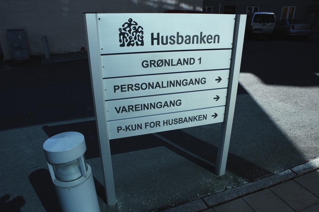 UTVENDIG SKILTING / HENVISNINGSSKILT Husbankens