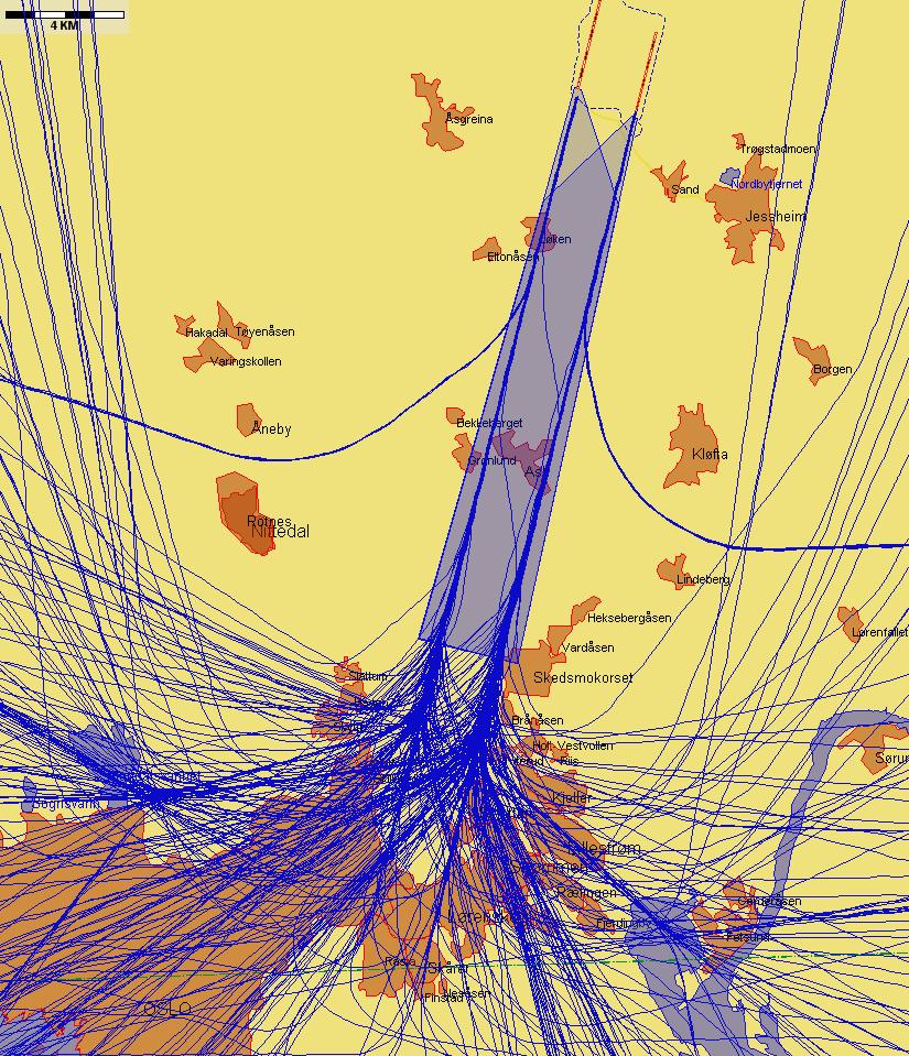 9.3.1 Landinger Landinger fra sør med jetfly, eksempeldag med nordlig trafikkretning hele dagen Figur 2. Tirsdag 20.