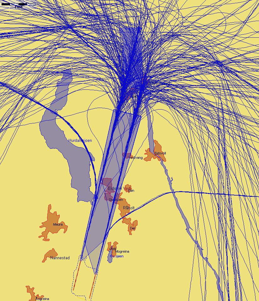 Landinger fra nord med jetfly, eksempeldag med sørlig trafikkretning hele dagen Figur 4. Fredag 30.