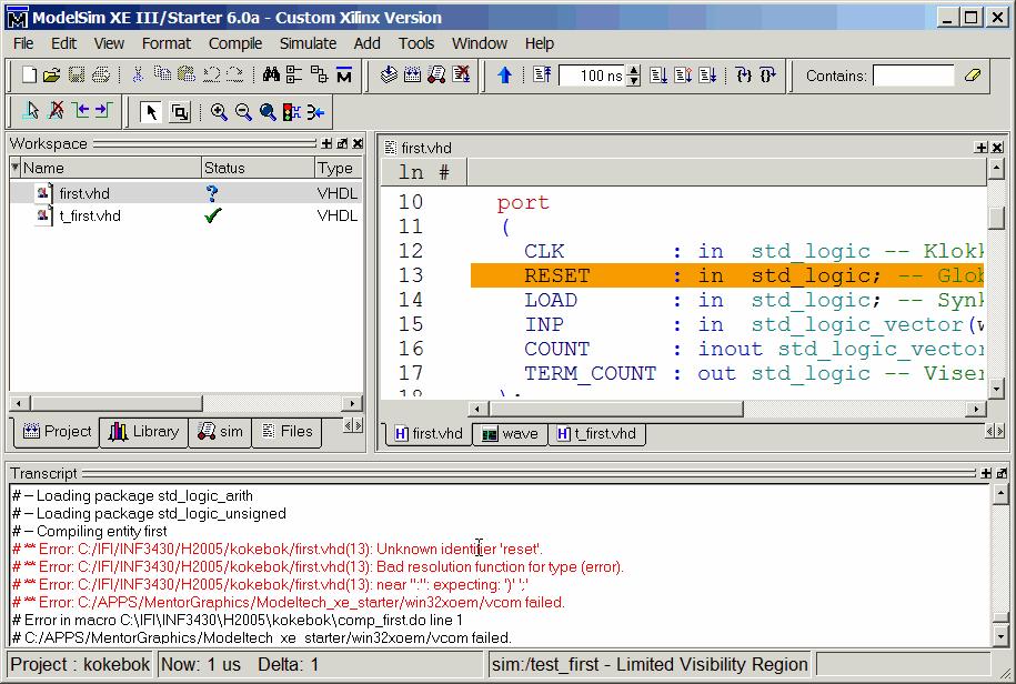 Det er en prosjekt opsjon som styrer om man vil vise compiler output i simulatorens consol vindu.