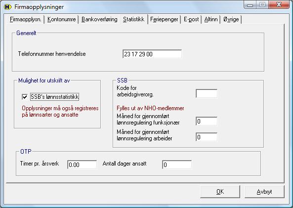 side 2 Firmaopplysninger Skillekortet statistikk: Kryss av i ruten som heter SSB s lønnsstatistikk.