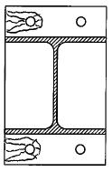 Påsveist endeplate med ytre bolter For tilfeller med påsveist endeplate med ytre bolter antas det 4 mulige flytelinjer som kan oppstå ved ut-av-planet moment. a) b) c) d) Fig 3.