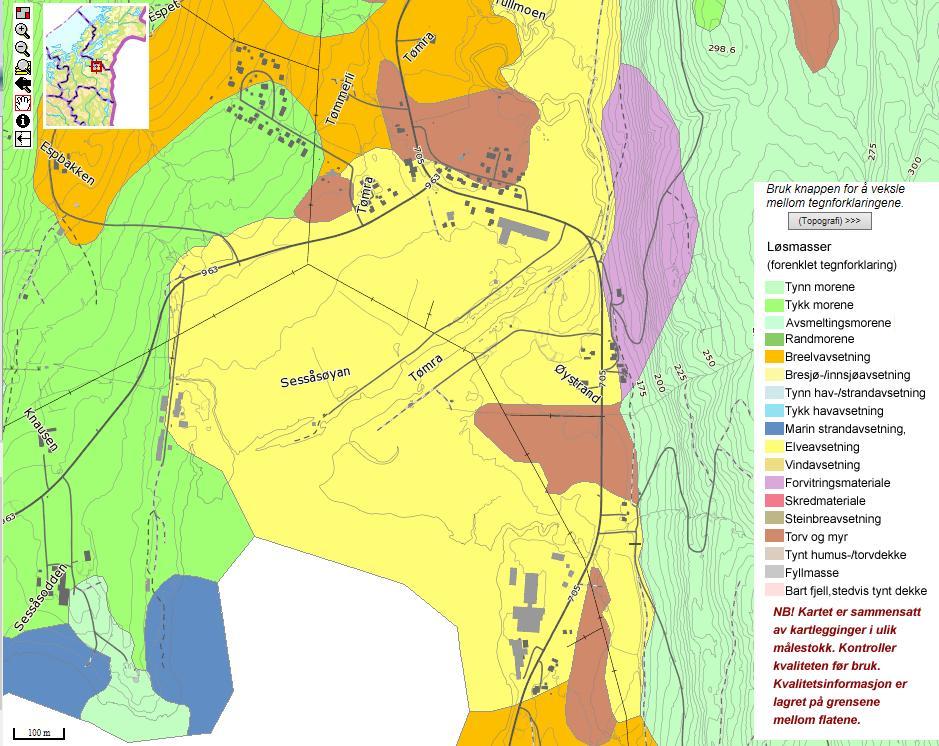 6 (11) Figur 1: Kvartærgeologisk kart, ref. /7/ 3.2 Topografi Oppfyllingsområdet er inndelt i tiltaksområde 1 og 2, se situasjonsplan, tegning 202.