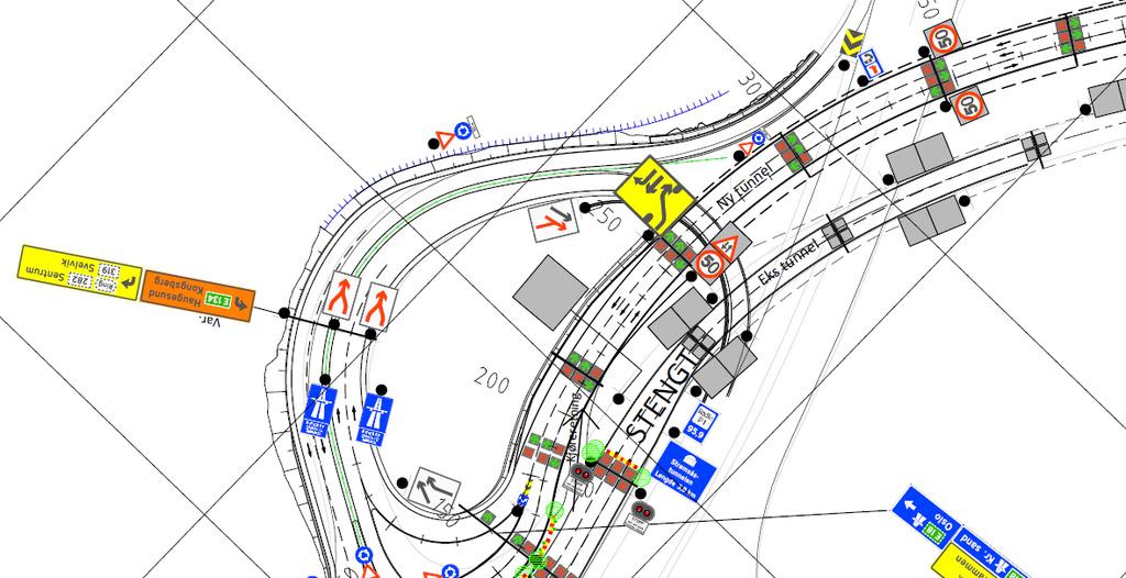 3 Figur 7 viser stenging av eksisterende tunnel, i nordgående retning.