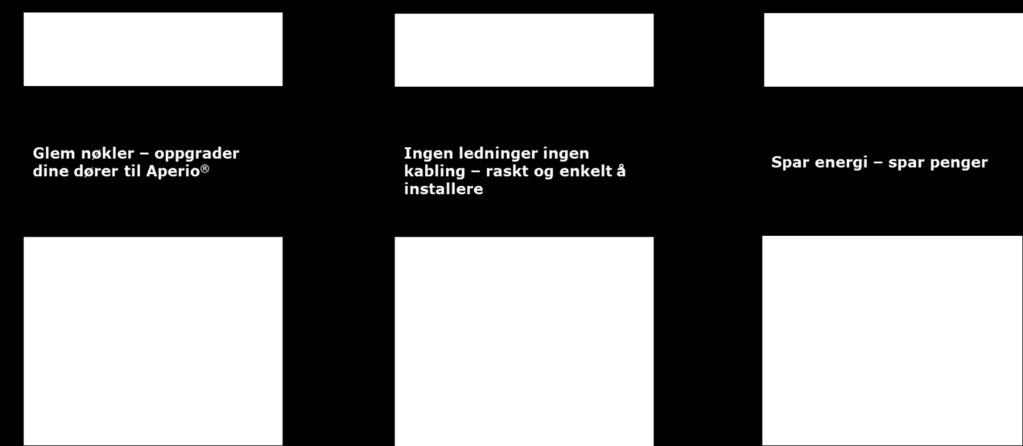 Aperio kortlås E100S, sylinderleser C100S og lås L100S kan benyttes sammen med TrioVing s adgangssystemer ARX og RX WEB, i tillegg til at andre systemer har protokoll for Aperio.