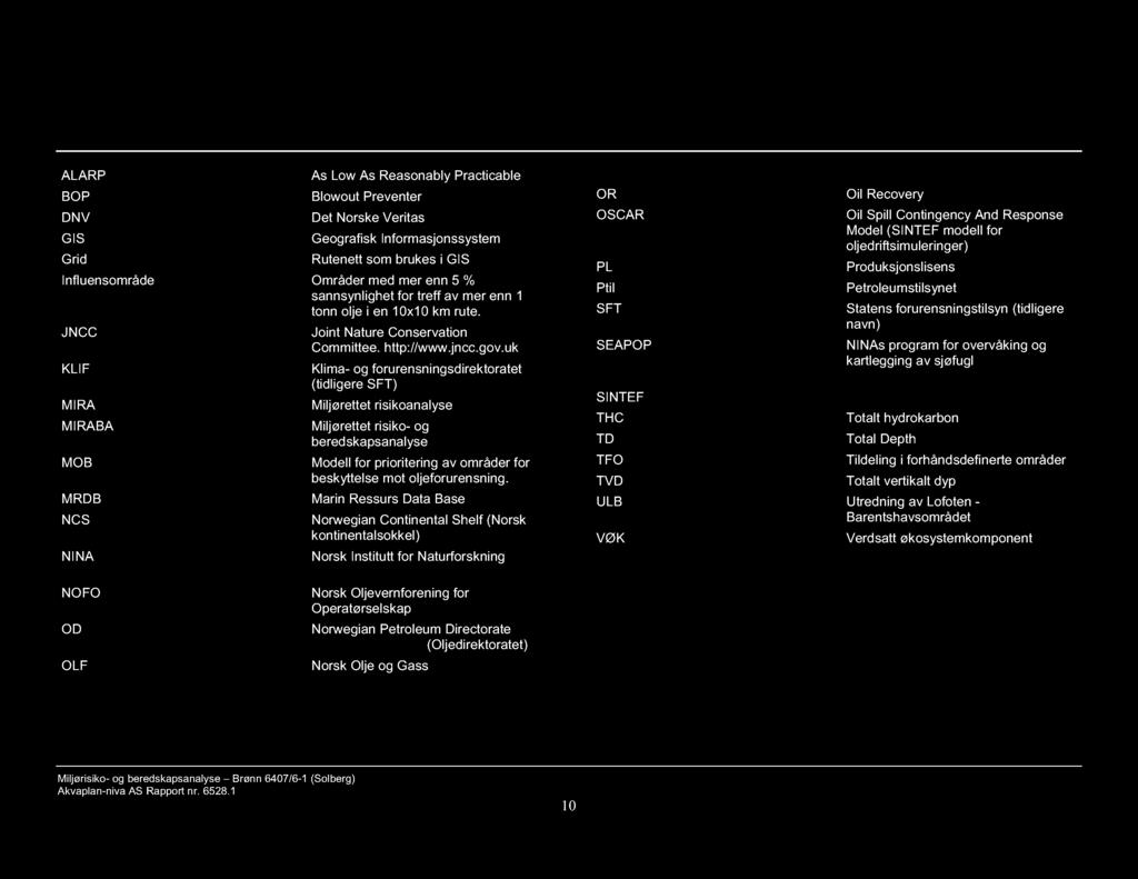 Forkortelser og definisjoner ALARP BOP DNV GIS Grid As Low As Reasonably Practicable Blowout Preventer Det Norske Veritas Geografisk Informasjonssystem Rutenett som brukes i GIS Influensområde