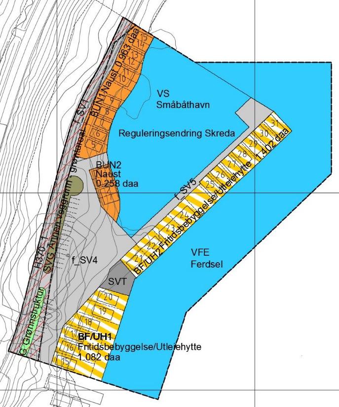 75 40 45 71, epost: marit.lunde@norconsult.com Reguleringsendringens hovedformål er fritidsbebyggelse med mulighet for utleie.