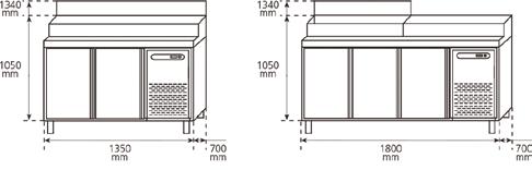 125-200mm CFC fri isolasjon 40kg/m 3 Kuldemedium R134a TEKNISKE DATA CTPZ-135 CTPZ-180 Utvendige mål, mm, B x D x H 1342 x 700 x 1050 1792 x 700 x 1050 Kapasitet, liter 290 452 Plass for antall GN