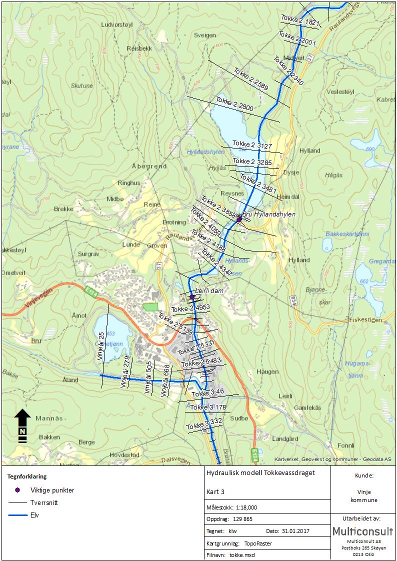 Vannlinjeberegninger for Tokkevassdraget