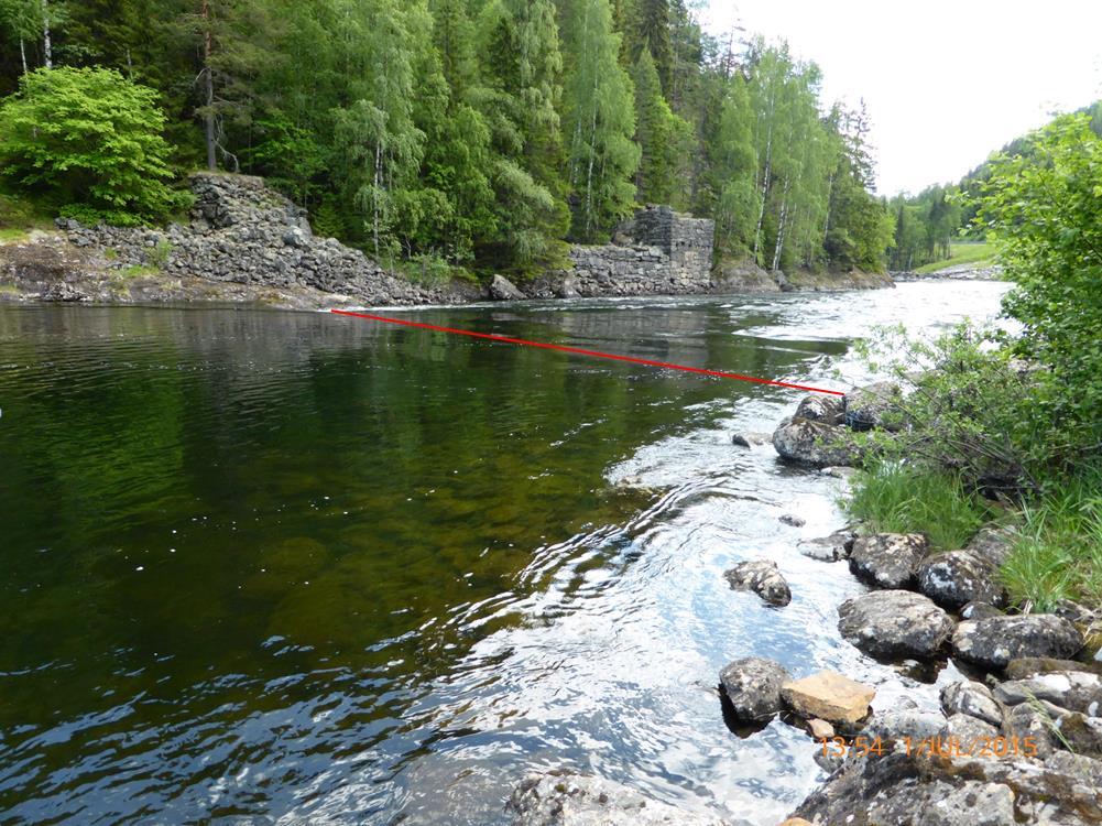 Vedlegg 2 Profiler innmålt av NVE Figur: Innmålte punkter på land Figur: Transekt for oppmåling av profil