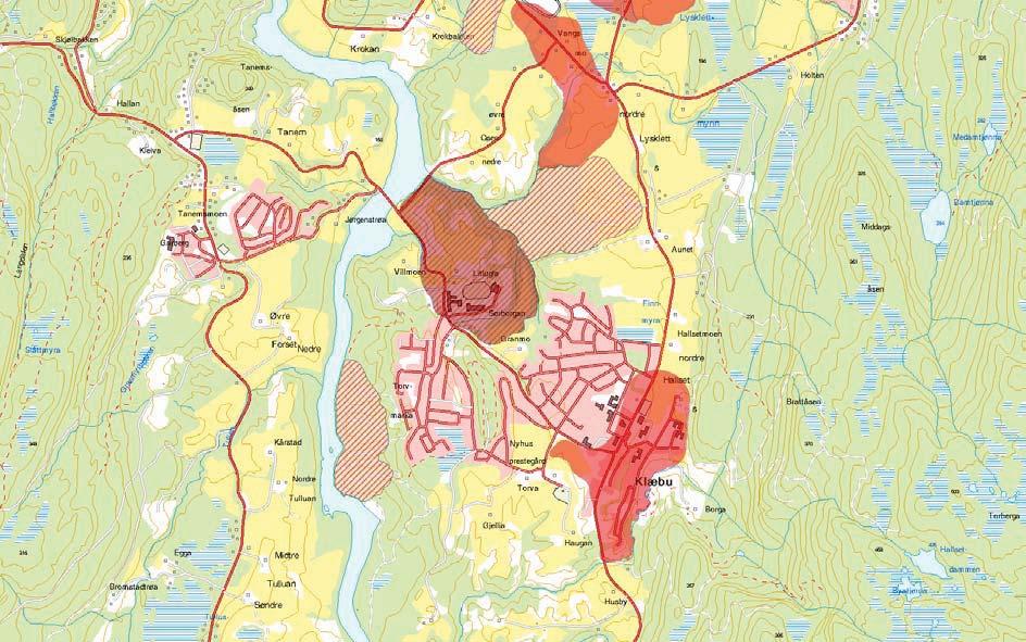 Innledning Beliggenhet Planen omfatter sikringstiltak i kvikkleiresone 1102 Hallset (også omtalt som sone Klæbu) som omfatter en stor del av Klæbu sentrum.