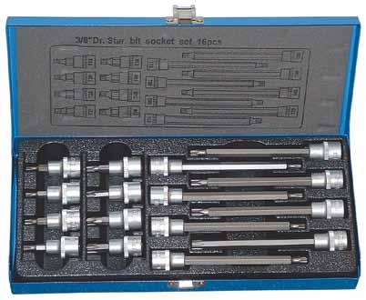 Piper 3/8 TORXPIPESETT 3/8 Innhold: 8 stk. torxpiper Lengde: 50mm. TX 15-50 8 stk. torxpiper Lengde: 140mm. TX 15-50 SMP-381640 PIPER 3/8 KORTE PRO-GRIP PIPER 3/8 6-KANT DIM.