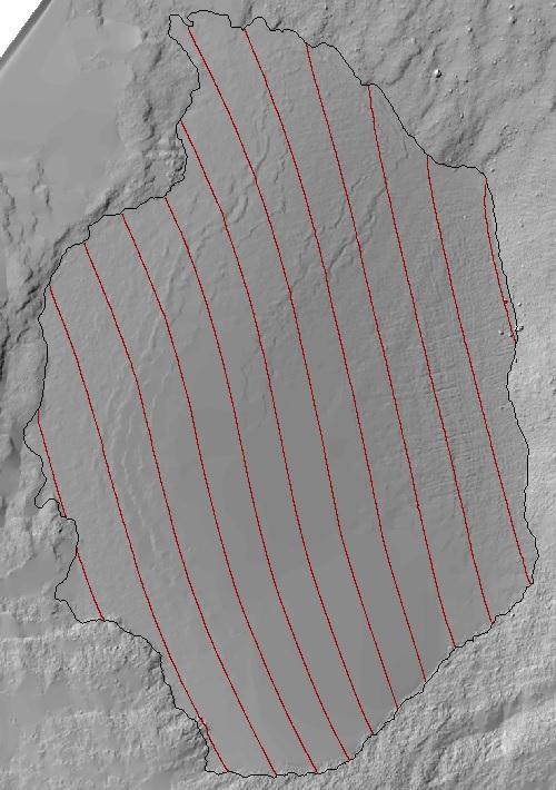 48 5.4 Storbrean 5.4.1 Høsten 2013 Formen på Storbrean var høsten 2013 preget av en svak S form fra sør mot nord (se Figur 27), hvilket vil si at det på sørsiden er en forsenkning sammenlignet med nordsiden.