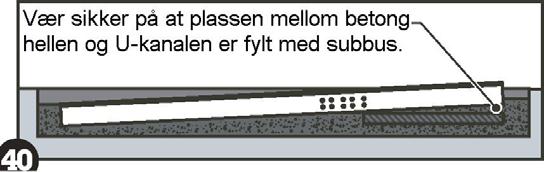 Stå på U-kanalen og stamp subbusen til det blir et solid fundament. (Ved å stå på U-kanalen forhindrer du at den flytter seg). Fyll på med mer subbus om nødvendig.