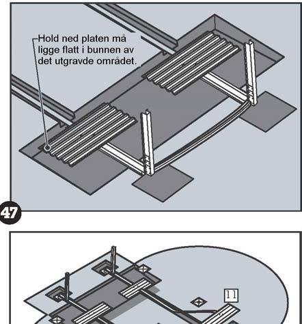 Beveg platen frem og tilbake (se figur 49), mens du samtidig presser den ned slik at den etter hvert hviler på toppen av U-kanalen.