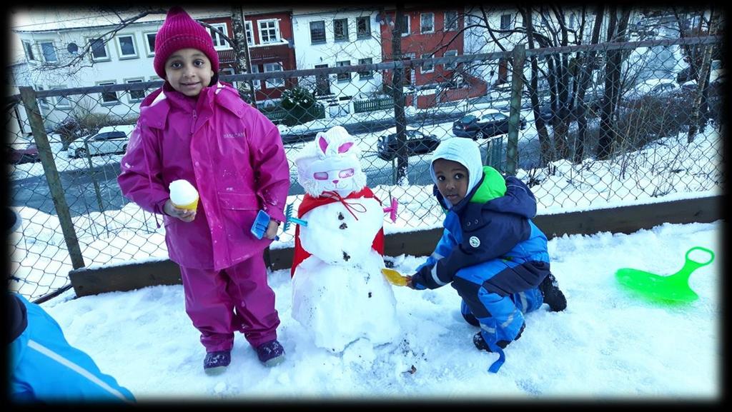 Vi har hatt tema vinter i januar og hatt fokus på hva som skjer i naturen om vinteren når