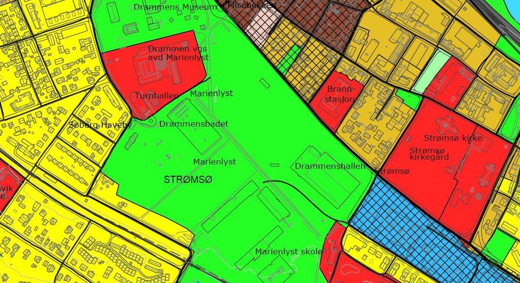 14 (26) Figur 5. Marienlyst-området i kommuneplanens arealdel 4.4 Kommunedelplan for Drammen sentrum Kommunedelplan for Drammen sentrum (Sentrumsplanen), vedtatt 11.05.