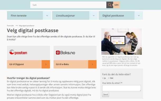 Vel den digitale postkassen du vil opprette Klikk på