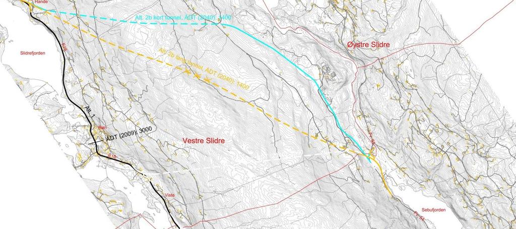 Den største forskjellen på de to variantene av alternativ 2AB er lengden på tunnel og mulige konflikter med bebyggelse, nærmiljø, dyrka mark og landskap.