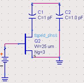 gatespenningen er 2 volt, er ekvivalent kapasitans 0,04 pf ved 2,4 GHz.