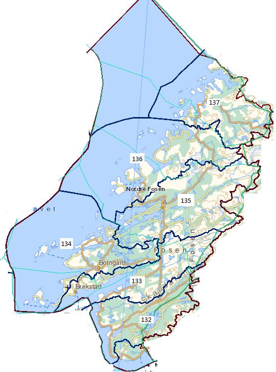 Namdalseid og Flatanger inngår også i vannområdet, men disse kommunene deltar i andre vannområder eller har valgt og ikke delta i vanndirektivarbeidet.