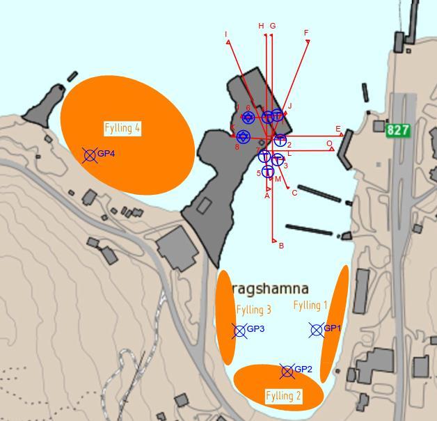 Figur 4: Plassering av graveprøve GP01-GP04 og sondering fra 1996 - rapport fra Noteby datert 14. august, i vedlegg. 6 (17) memo01.docx 2012-03-28 NOTAT 16.09.